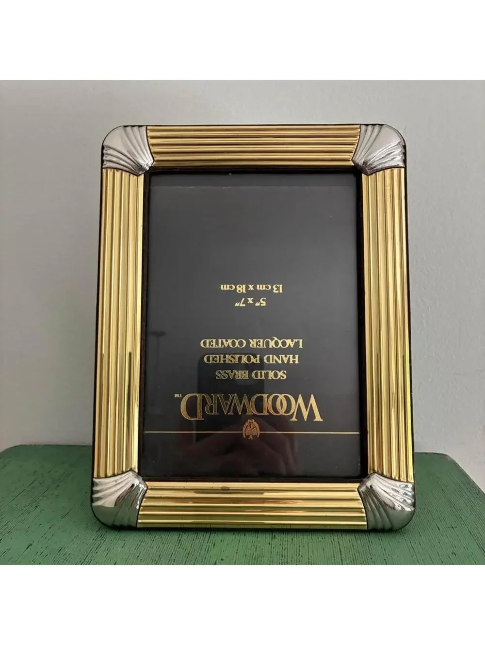 Woodward Solid Brass Picture Frame 5x7 Art Deco Gold Silver Tone Vintage